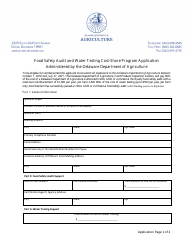 Food Safety Audit and Water Testing Cost-Share Program Application Form - Delaware