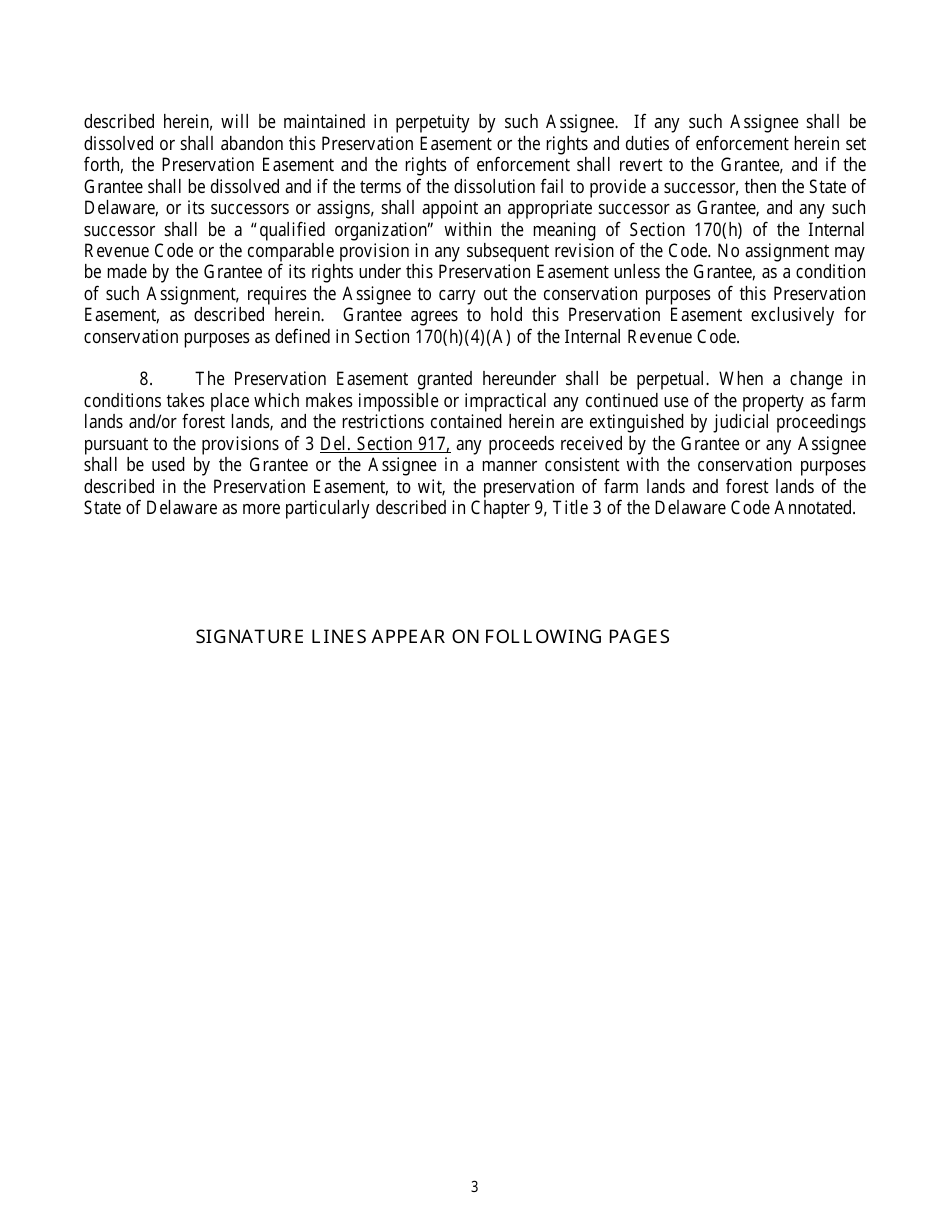 Sample Agricultural Lands Preservation Easement Agreement - Delaware, Page 3