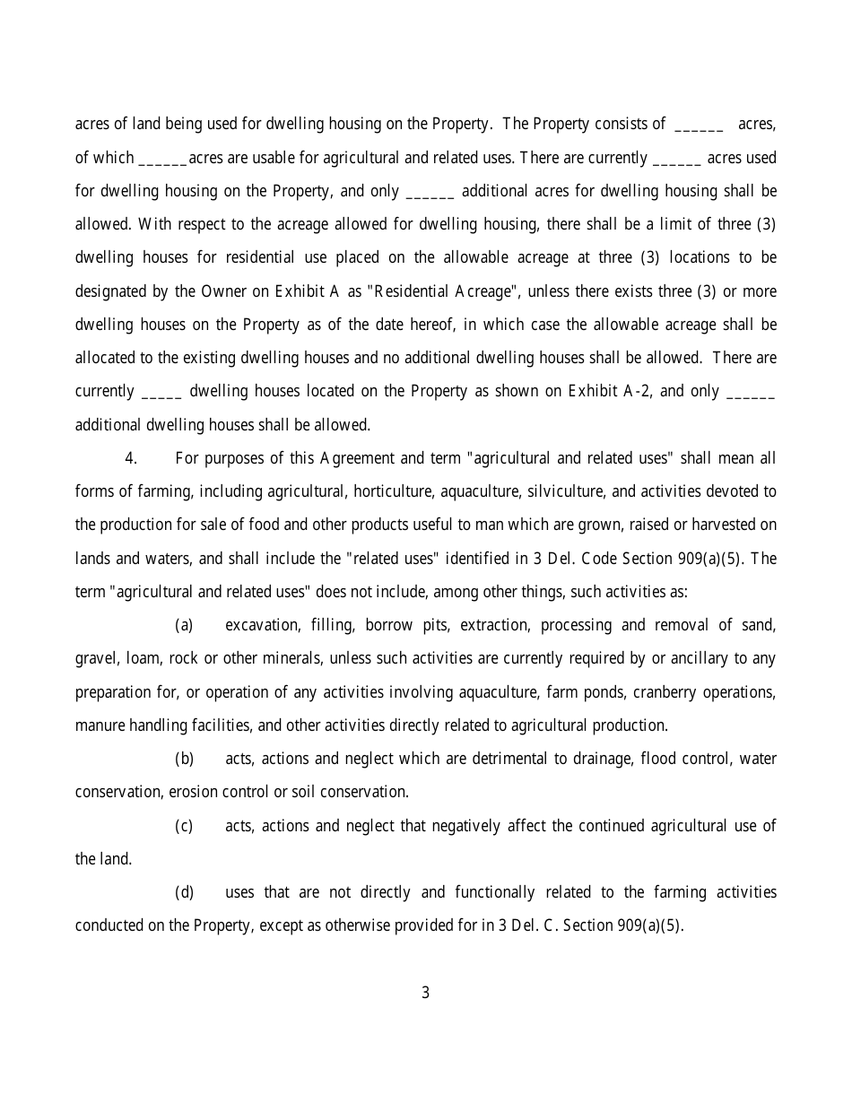 Sample Agricultural Preservation District Agreement - Delaware, Page 3