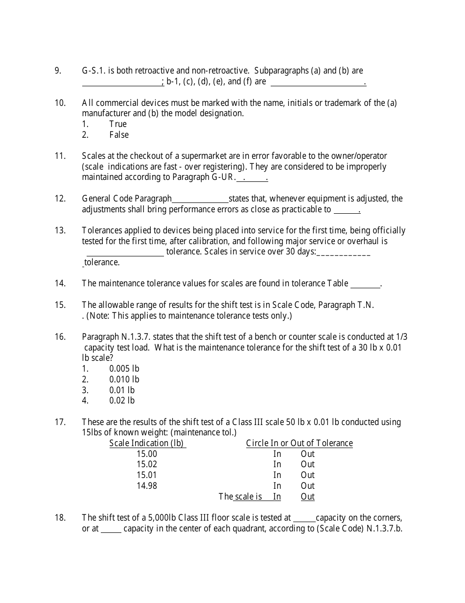 Examination for Registered Scale Technicians - Delaware, Page 2