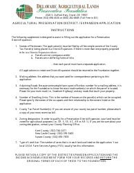 Agricultural Preservation District / Expansion Application Form - Delaware, Page 3
