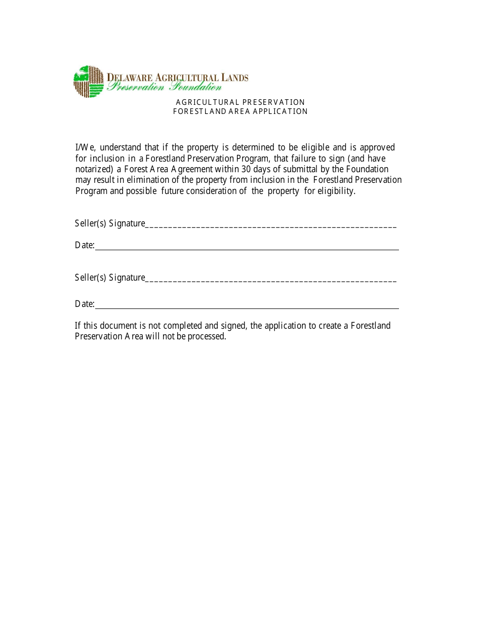 Agricultural Preservation Forestland Contingent Sale Application Form - Contingent Sale - Delaware, Page 3