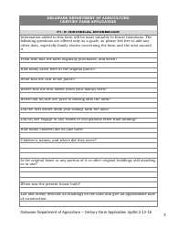 Century Farm Application Form - Delaware, Page 5