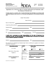 Document preview: Application for a Permit to Sell or Transfer Restricted Use Pesticides Under the Delaware Pesticide Law - Delaware