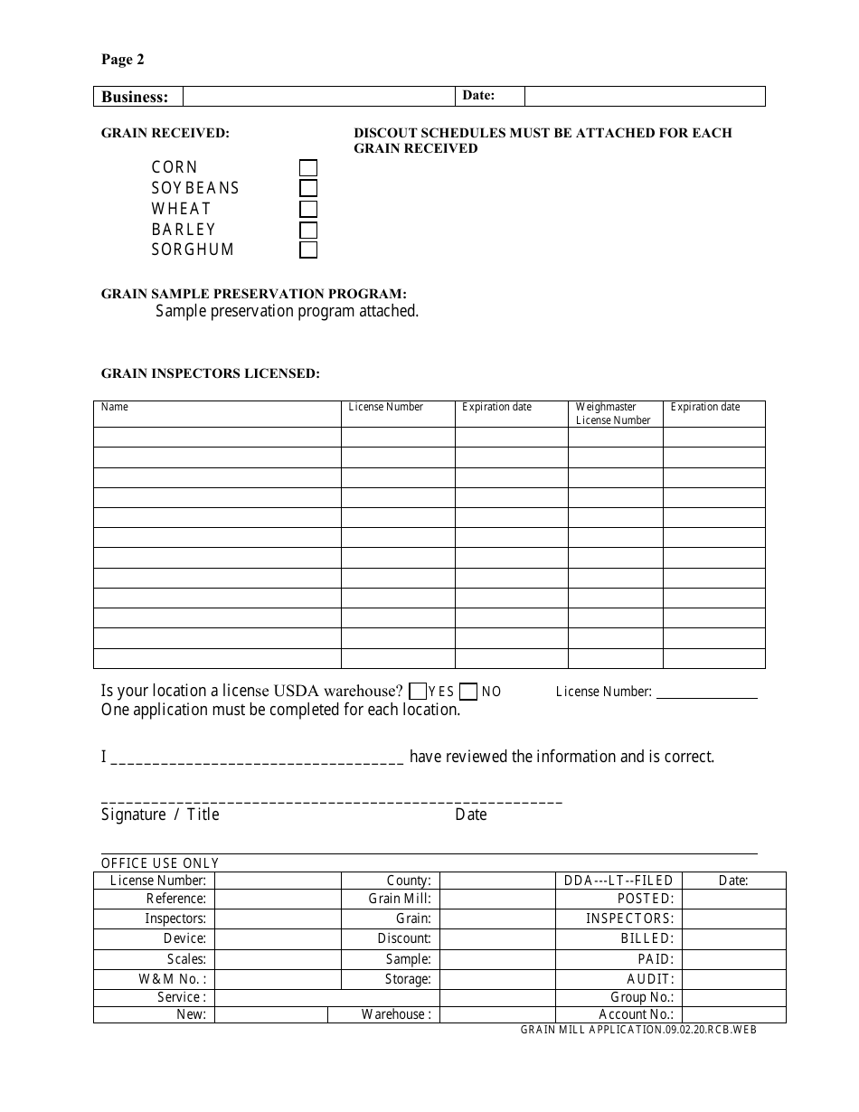 Commercial Grain Elevator Application - Delaware, Page 2