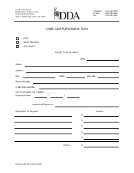 Document preview: Credit Card Authorization Form - Delaware