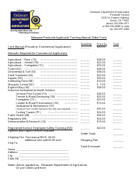 Document preview: Delaware Pesticide Applicator Training Manual Order Form - Delaware