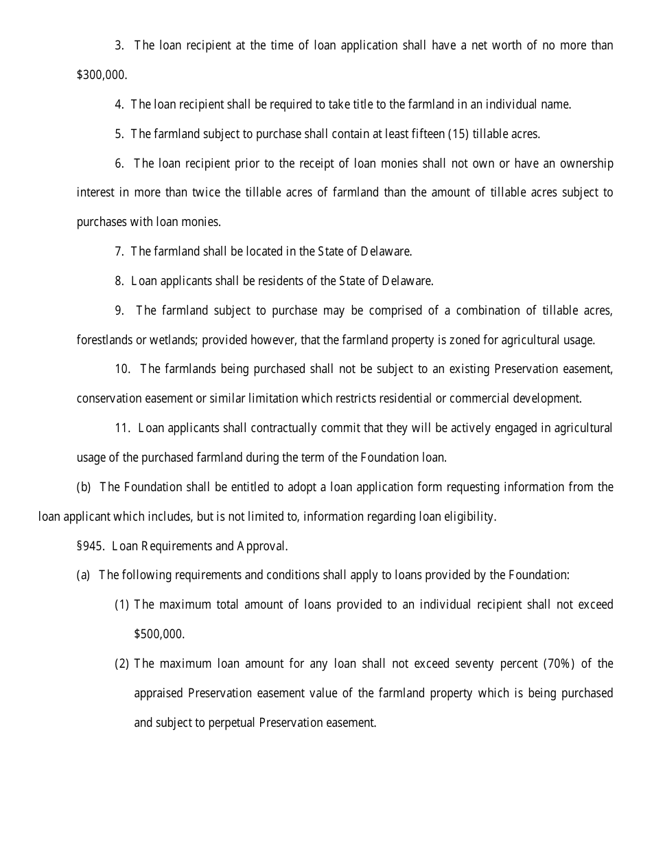 Farmland Purchase and Preservation Loan Program Procedures and Guidelines - Delaware, Page 19