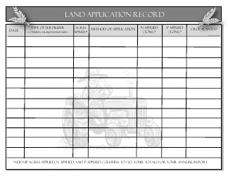 Document preview: Land Application Record Form - Delaware