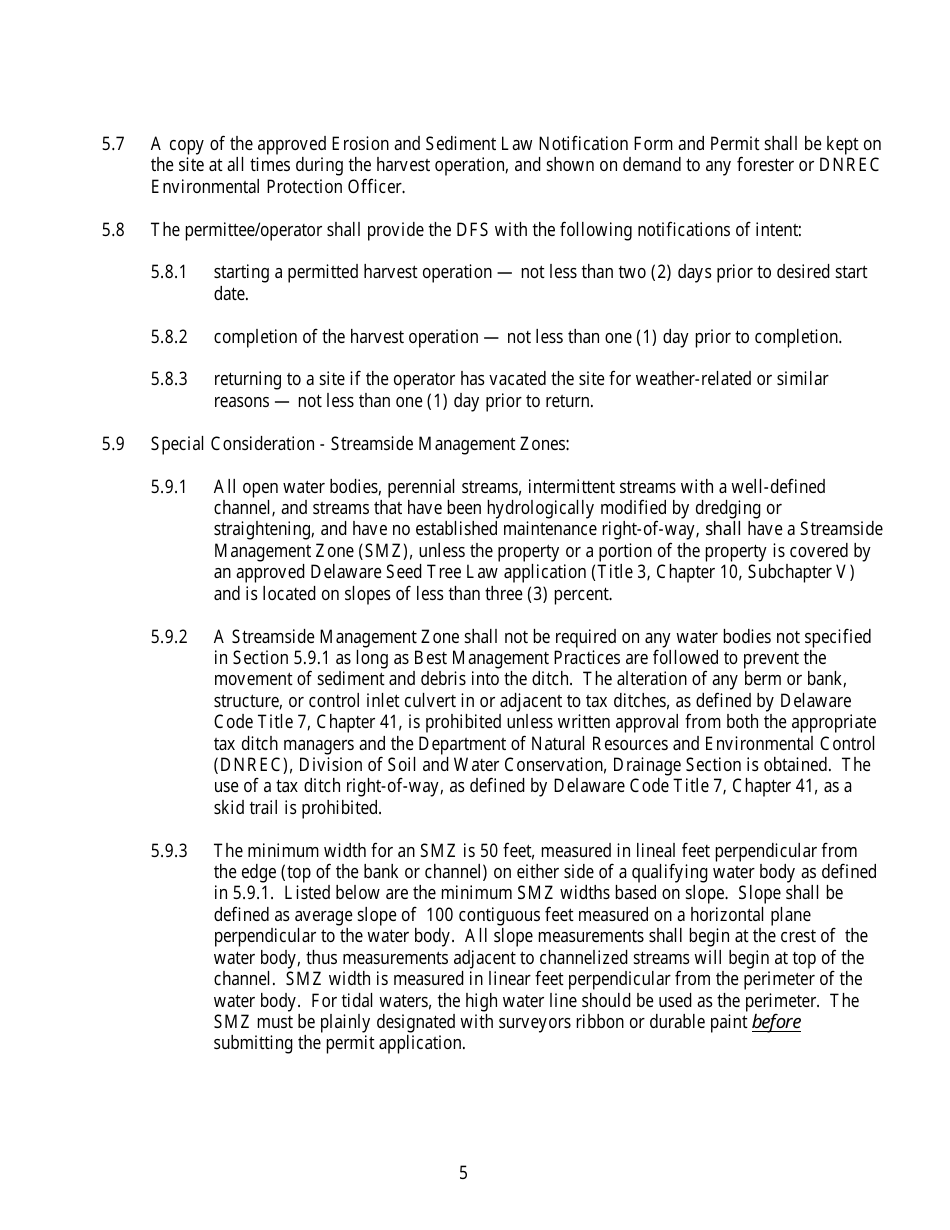 Notification Form and Permit - Delaware, Page 7