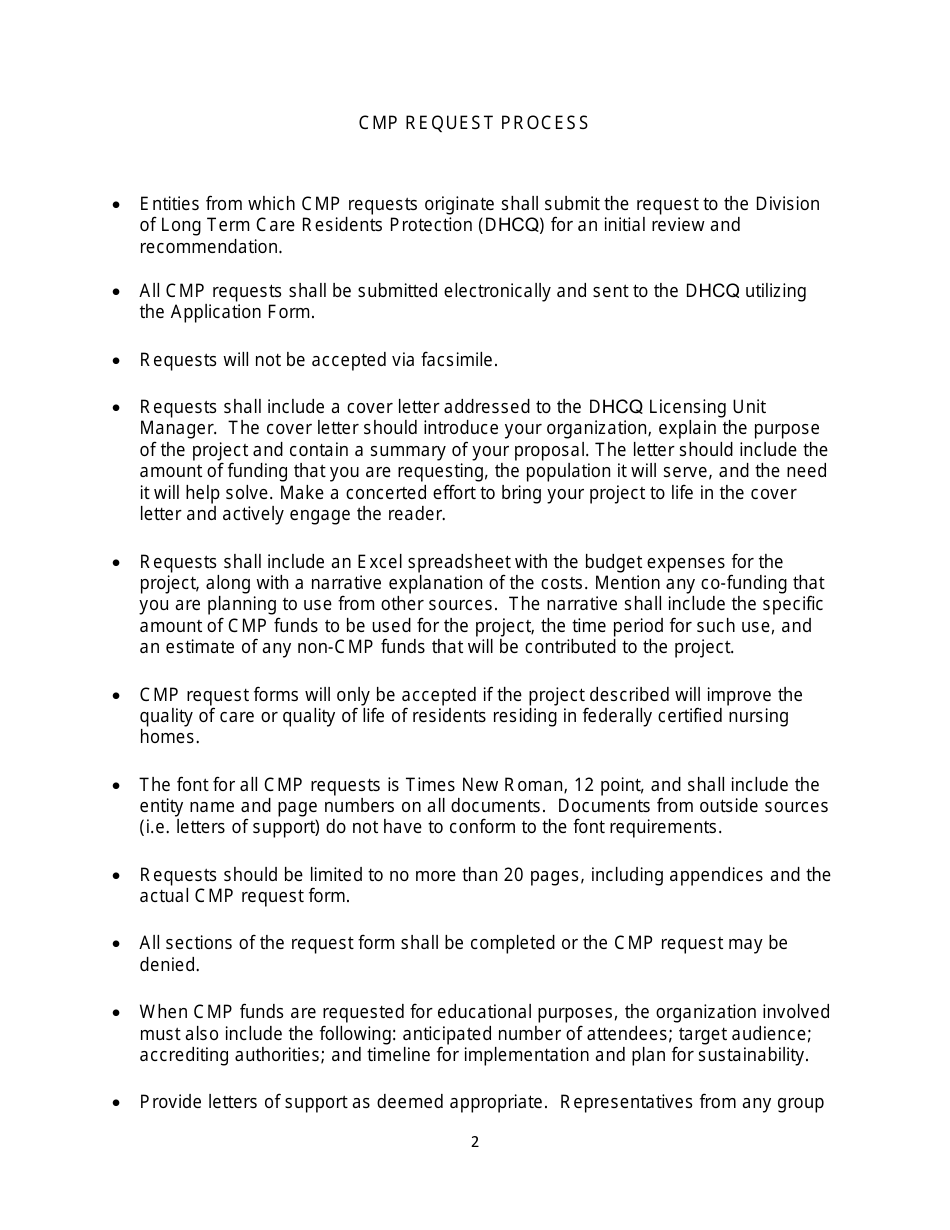 Instructions for Cmp Request Form - Long Term Care Residents Trust Fund - Delaware, Page 3