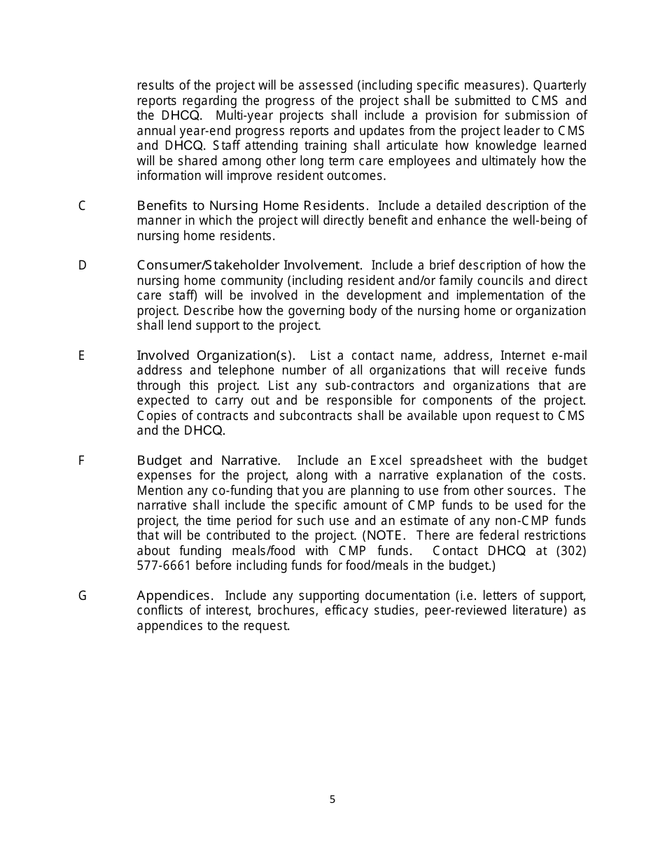 Instructions for Cmp Request Form - Long Term Care Residents Trust Fund - Delaware, Page 6