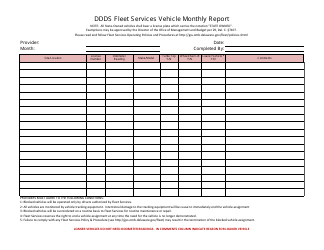 &quot;Ddds Fleet Services Vehicle Monthly Report Form&quot; - Delaware