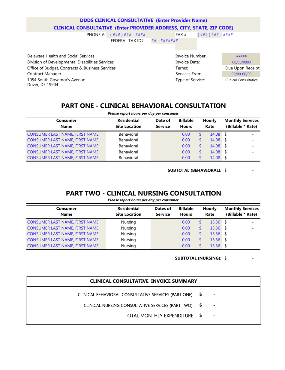 Clinical Consultation Template (Rn  Ba) - Delaware, Page 1