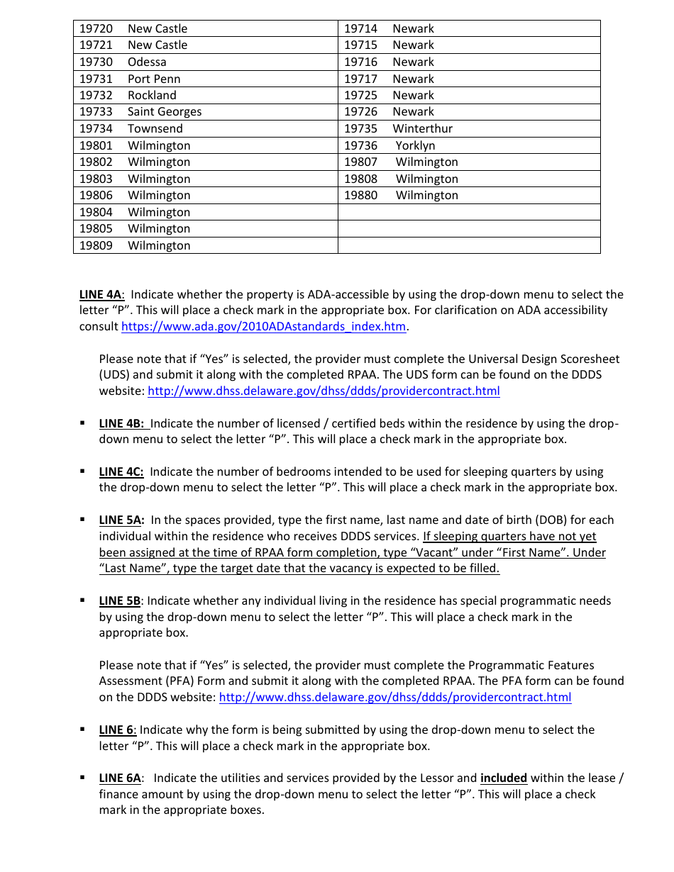 Instructions for Residential Property Approval and Authorization Form (Rpaa) - Delaware, Page 2