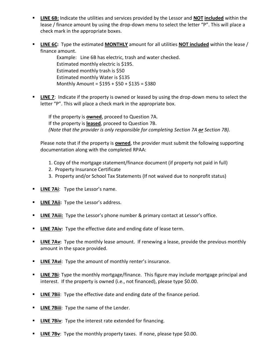 Instructions for Residential Property Approval and Authorization Form (Rpaa) - Delaware, Page 3