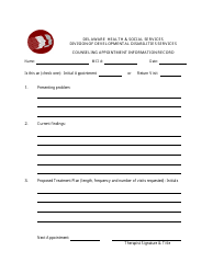 &quot;Counseling Appointment Information Record Form&quot; - Delaware
