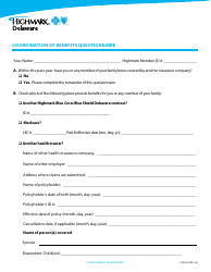 Form COB-003 Coordination of Benefits Questionnaire Form - Delaware