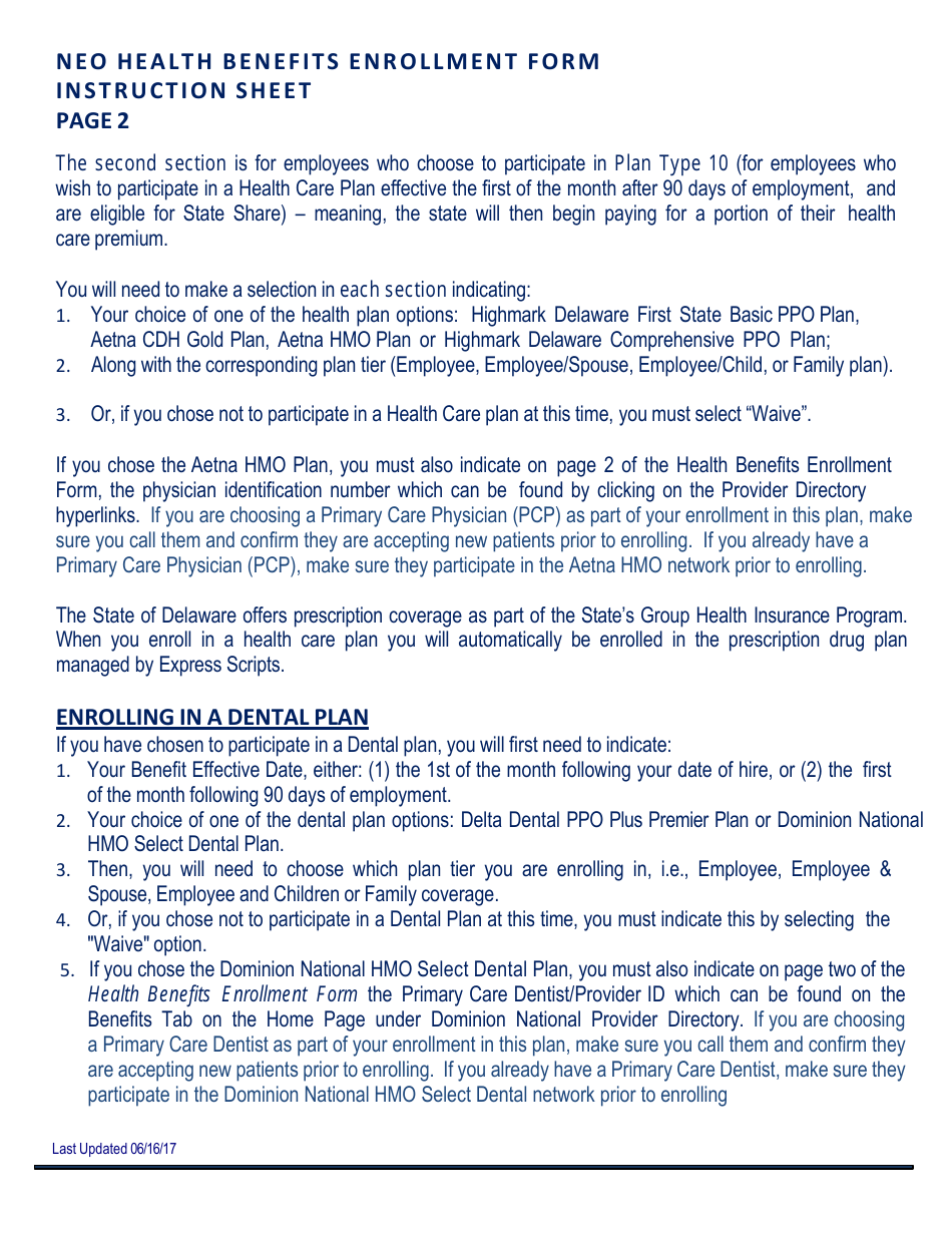 Health Benefits Enrollment Form - Delaware, Page 4