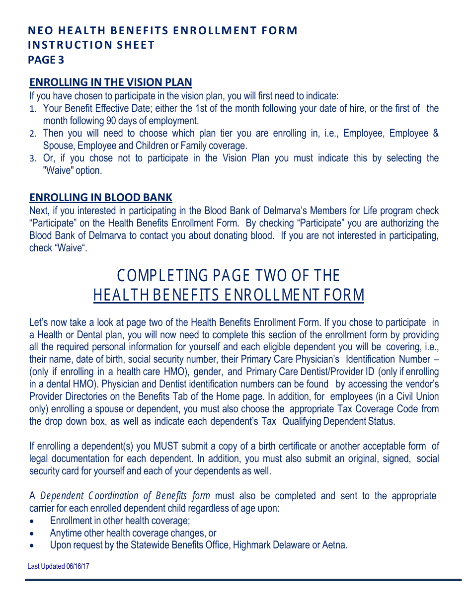 Health Benefits Enrollment Form - Delaware, Page 5