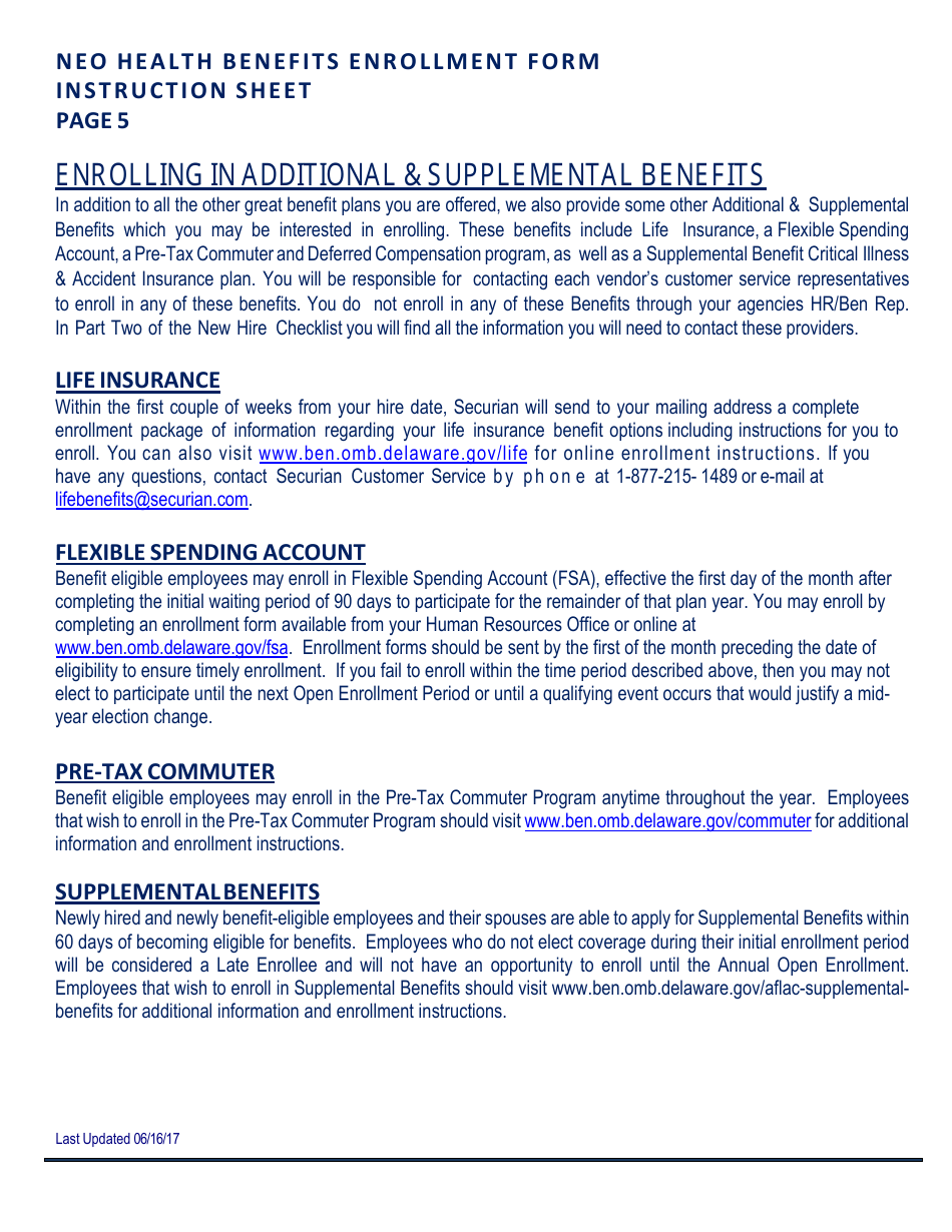 Health Benefits Enrollment Form - Delaware, Page 7