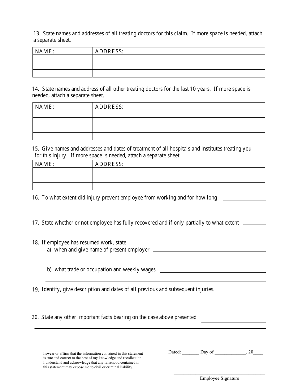 Petition to Determine Compensation Due to Injured Employee - Delaware, Page 3