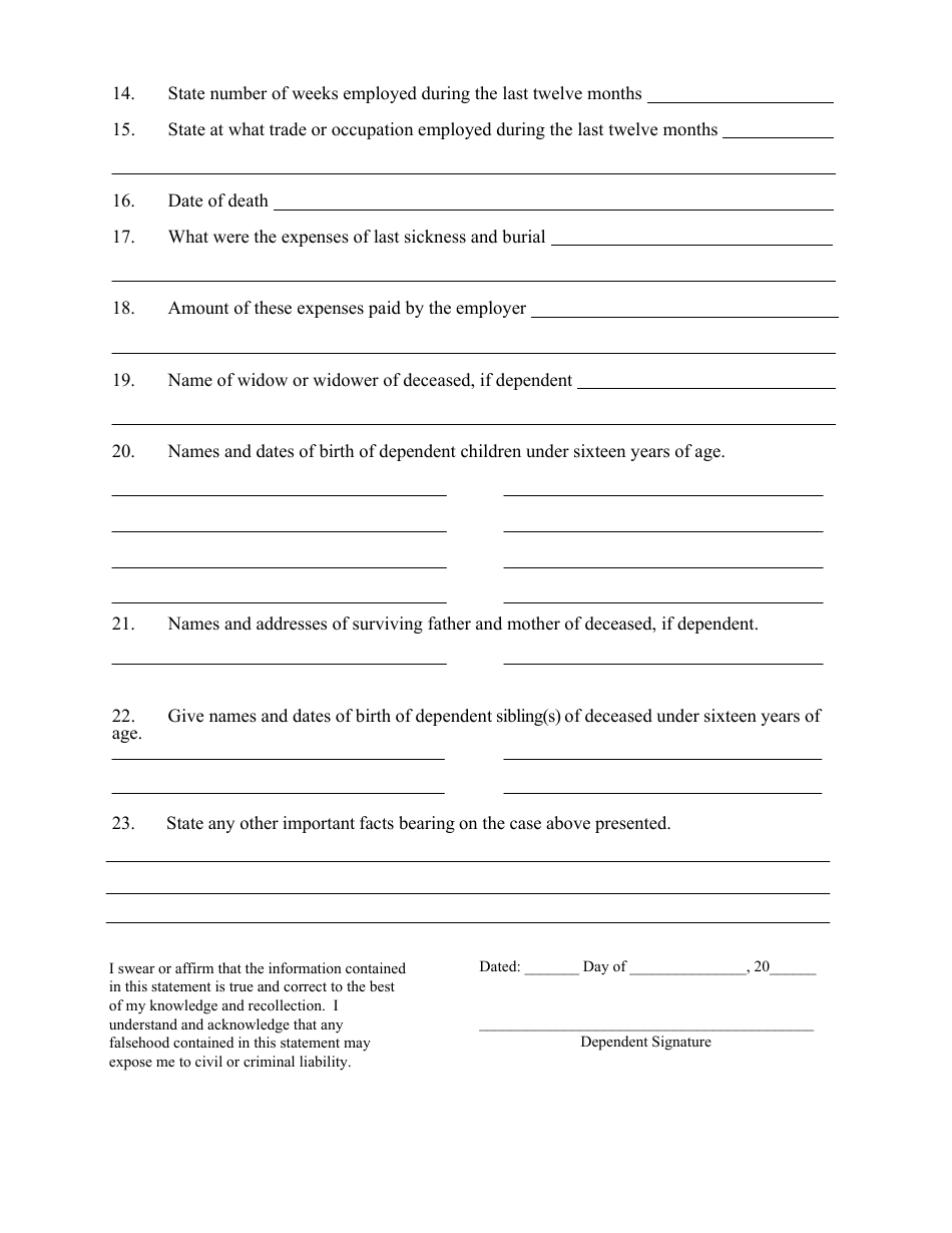 Petition to Determine Compensation Due to Dependents of Deceased Employee - Delaware, Page 3