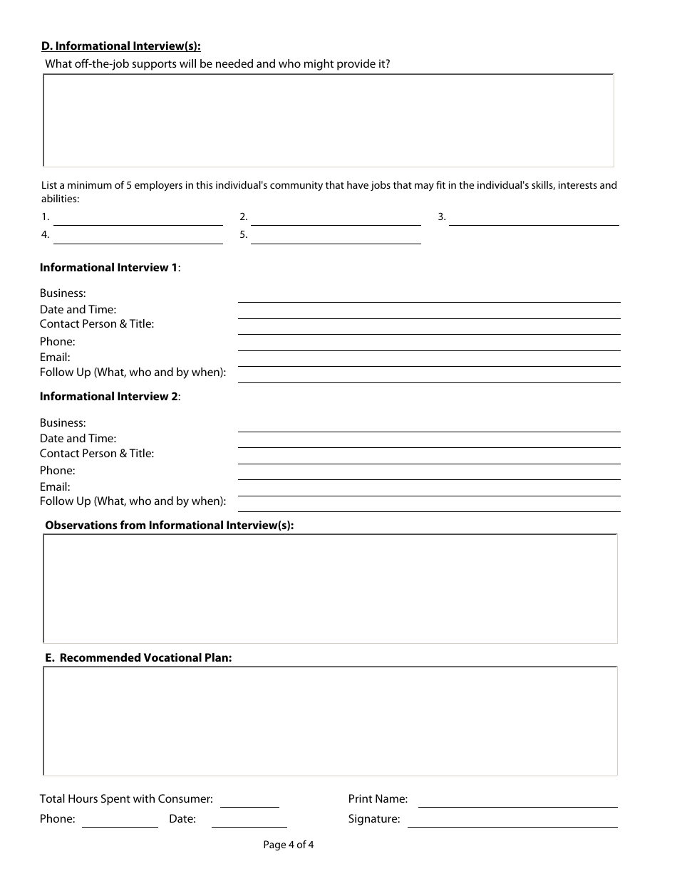 Customized Employment Assessment Form - Delaware, Page 4
