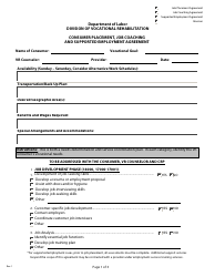 &quot;Consumer Placement, Job Coaching and Supported Employment Agreement Form&quot; - Delaware
