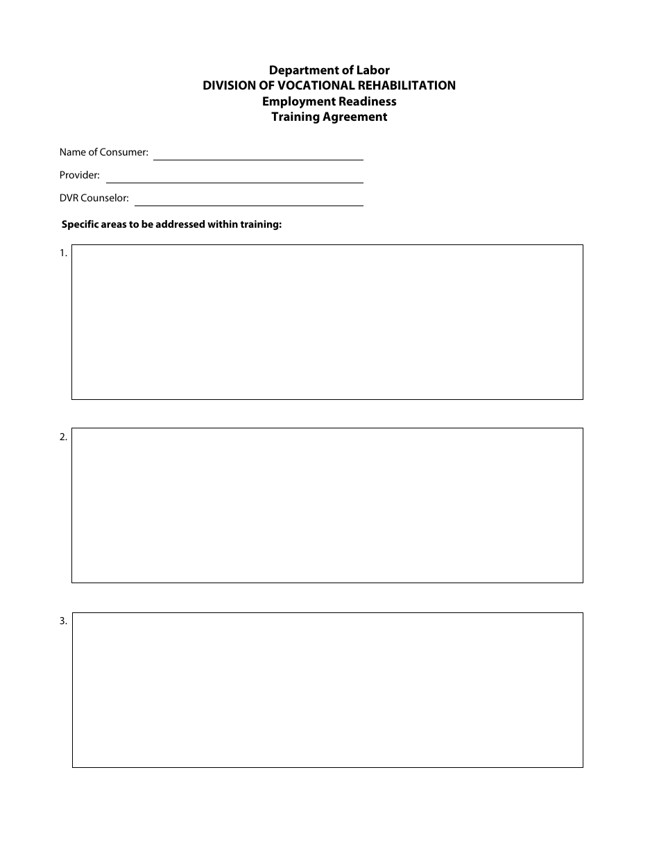 Employment Readiness Training Agreement Form - Delaware, Page 1