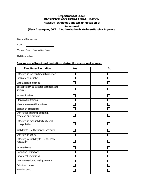"Assistive Technology and Accommodation(S) Assessment Form" - Delaware Download Pdf