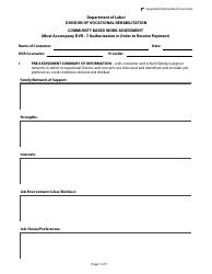 Community Based Work Assessment Form - Delaware