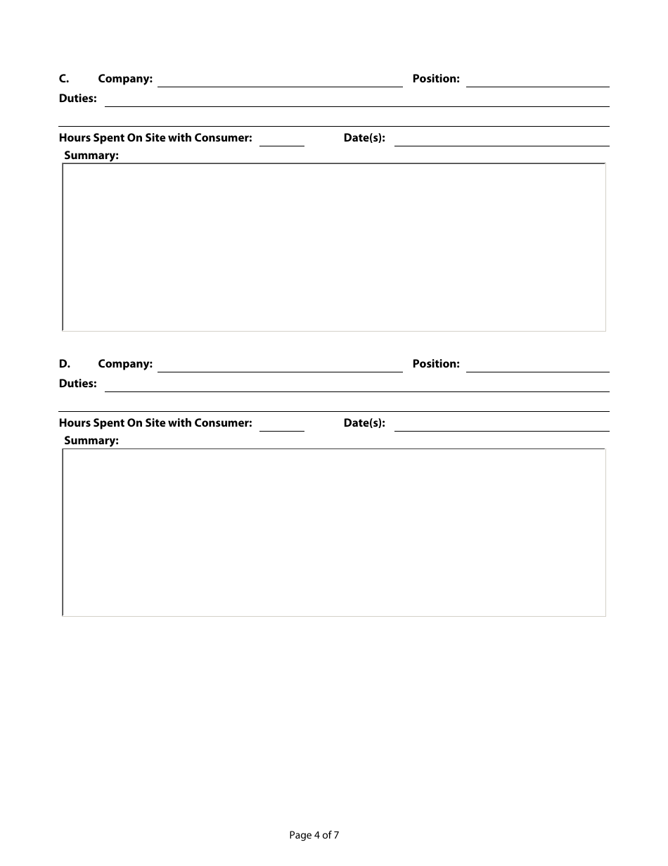 Community Based Work Assessment Form - Delaware, Page 4