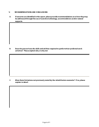 Community Based Work Assessment Form - Delaware, Page 6