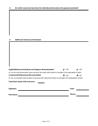 Community Based Work Assessment Form - Delaware, Page 7