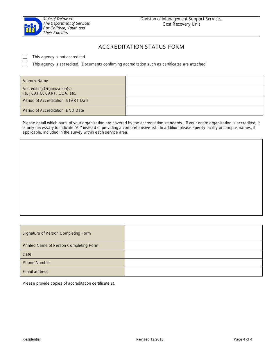 Rate Certification Form - Residential - Delaware, Page 4