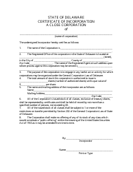 Certificate of Incorporation for Close Corporation - Delaware, Page 3