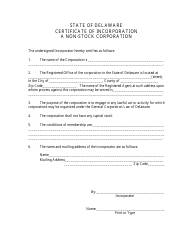 Certificate of Incorporation for Non-stock Corporation - Delaware, Page 3