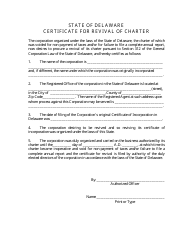Certificate of Revival of Charter for a Voided Corporation - Delaware, Page 3