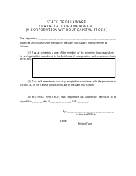 Certificate of Amendment for Non-stock - Delaware, Page 2