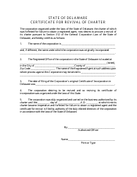 Certificate of Revival of Charter for an Exempt Forfeited Corporation - Delaware, Page 3