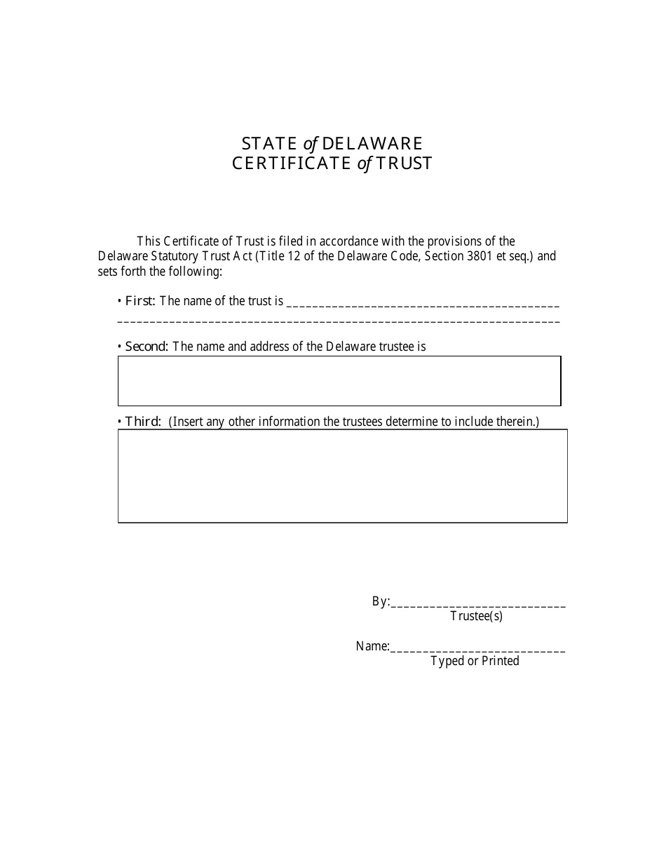 Certificate of Statutory Trust - Delaware, Page 2
