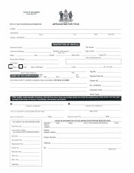 Form MV-212 &quot;Application for Title&quot; - Delaware