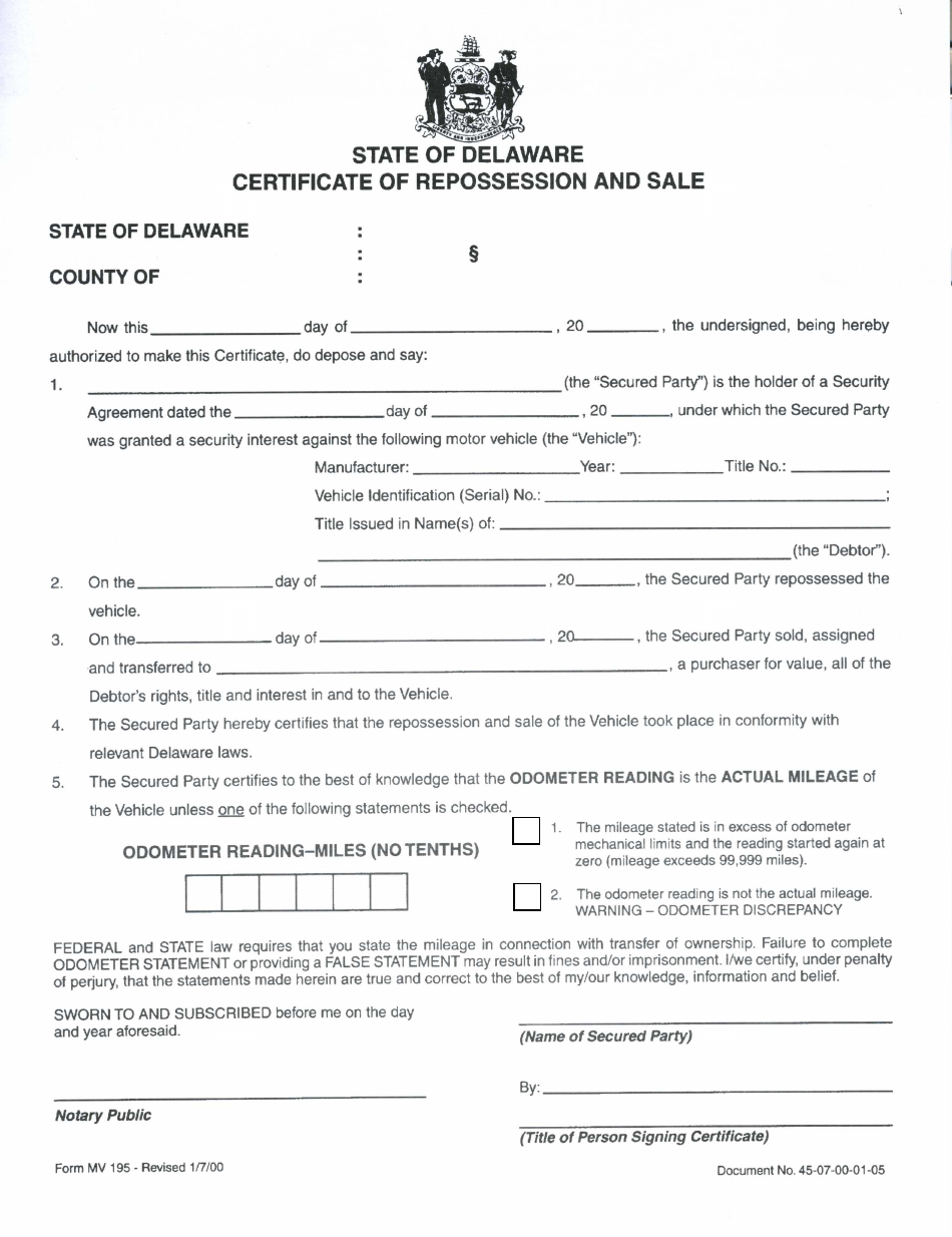Form mv195 fill out sign online and download fillable pdf delaware
