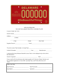 Application for the Keep Delaware Beautiful License Plate - Delaware
