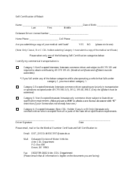 &quot;Self-certification Affidavit Form&quot; - Delaware