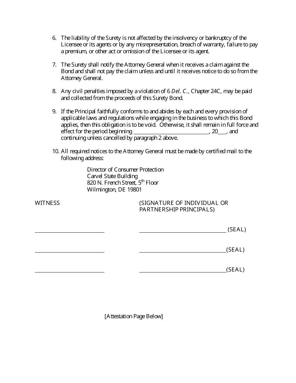 Mortgage Loan Modification Services License Surety Bond - Delaware, Page 2