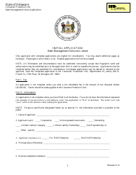 Initial Application Form - Debt-Management Services License - Delaware