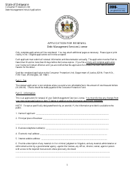 Application for Renewal - Debt-Management Services License - Delaware