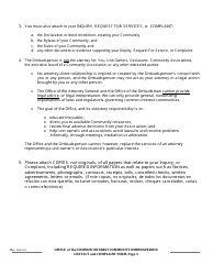 Contact and Complaint Form - Common Interest Community - Delaware, Page 3